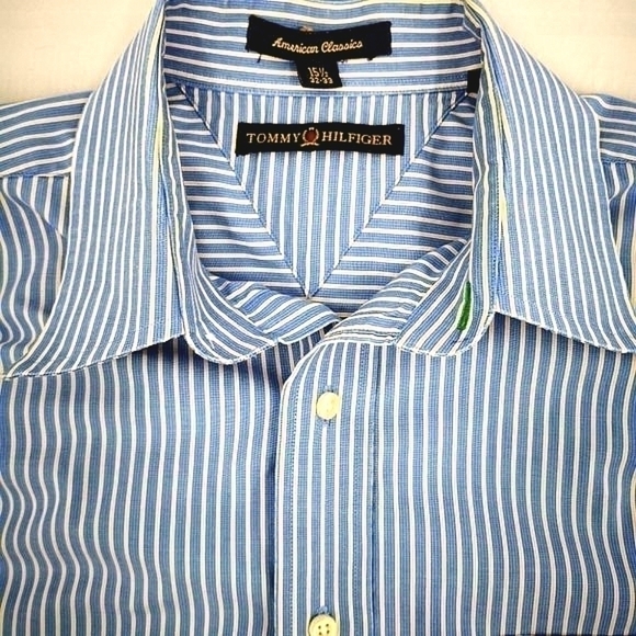 Tommy Hilfiger Men's 15 1/2 (32-33) Polo Vintage Causal Button Down Stripe Shirt - Picture 2 of 9